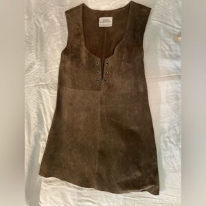 XS Free People Brown Suede Mini Dress. Never Worn